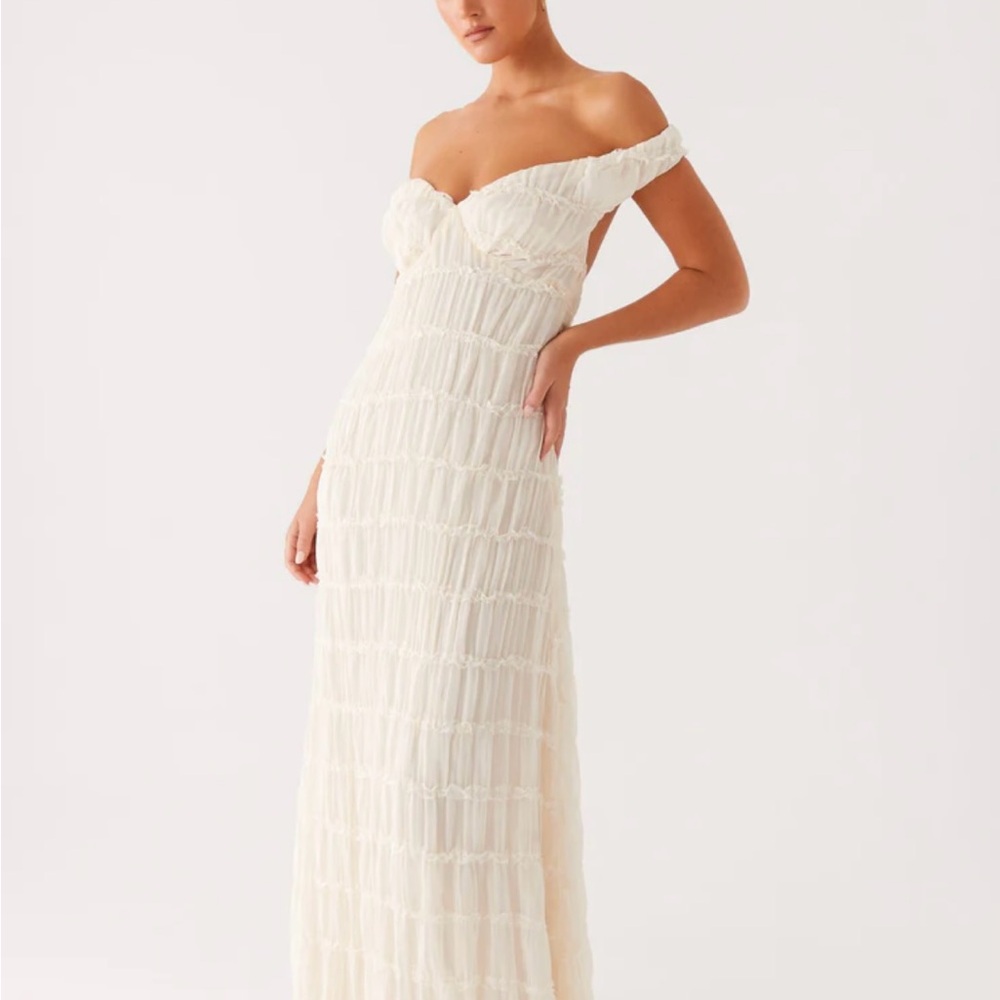 Peppermayo Cream Off-Shoulder Maxi Dress
